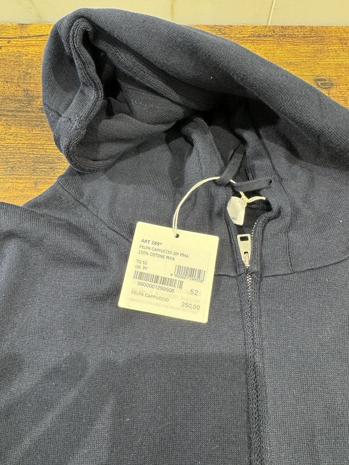Magazzino Ricambi Felpa Full Zip Cotone Pima  Made In Italy Blu Uomo 50