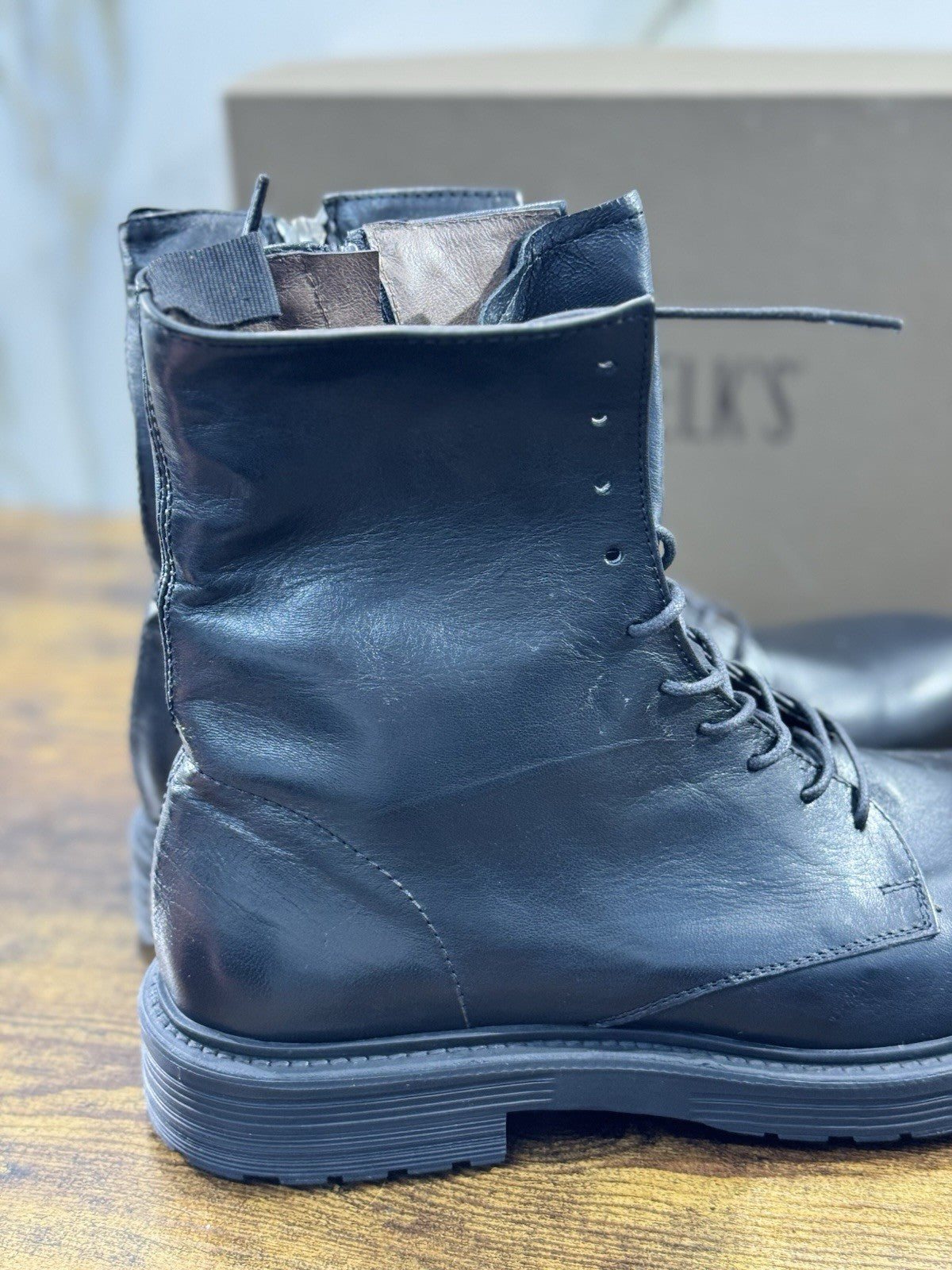 Pawelk’s Anfibio  Uomo Pelle Nera Hand  Made St Moritz Fondo Made  In Italy 42