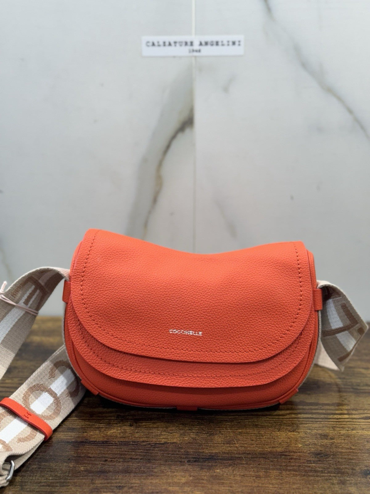 Coccinelle Borsa  Raquel  Arancio 100% Pelle Made In Italy Donna Tracolla