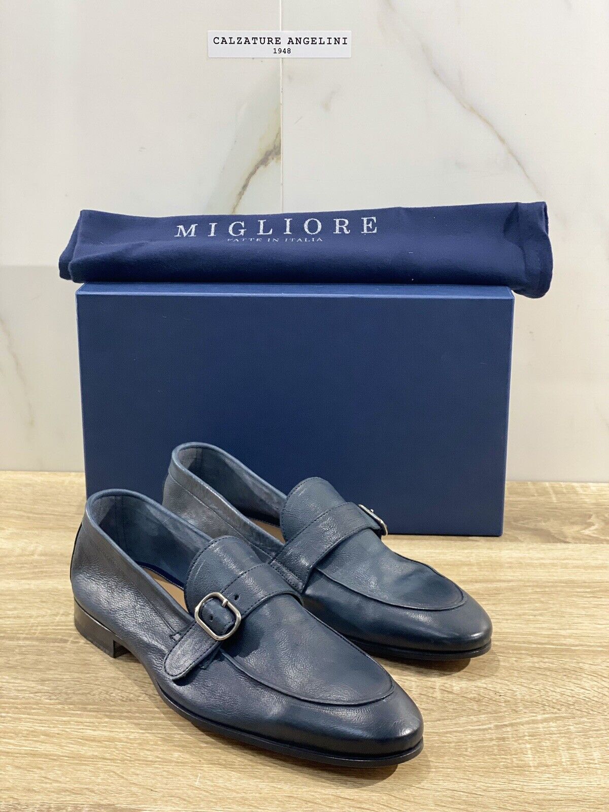 Migliore Mocassino Uomo In Pelle Blu Fully Made In Italy Top Quality 45