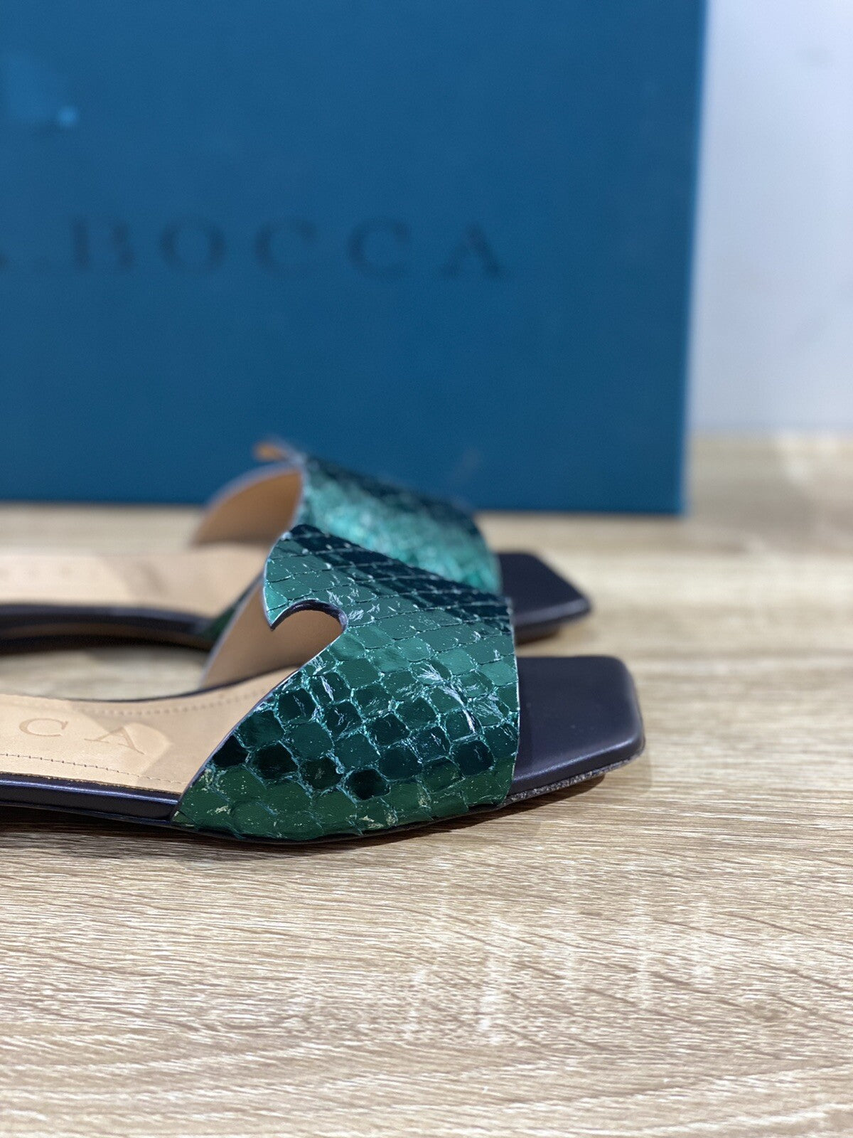 A.bocca Sandalo Donna AB2102 In Pelle Verde  Luxury Sandal Woman 37