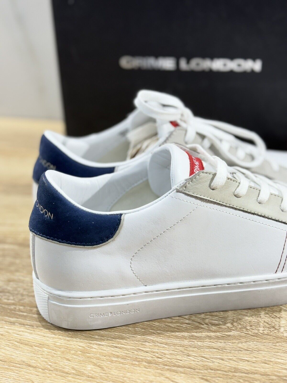 Crime London Sneaker Uomo Low Top Essential  Pelle Bianca Casual Men Shoes 39