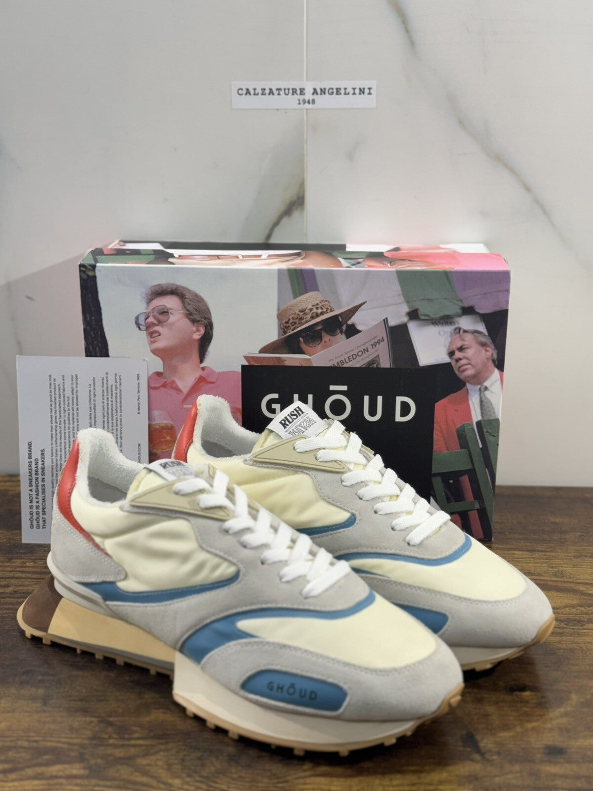 Ghoud Rush Sneaker Uomo Casual Men Sneaker Ghoud Suede Nylon Crema 44