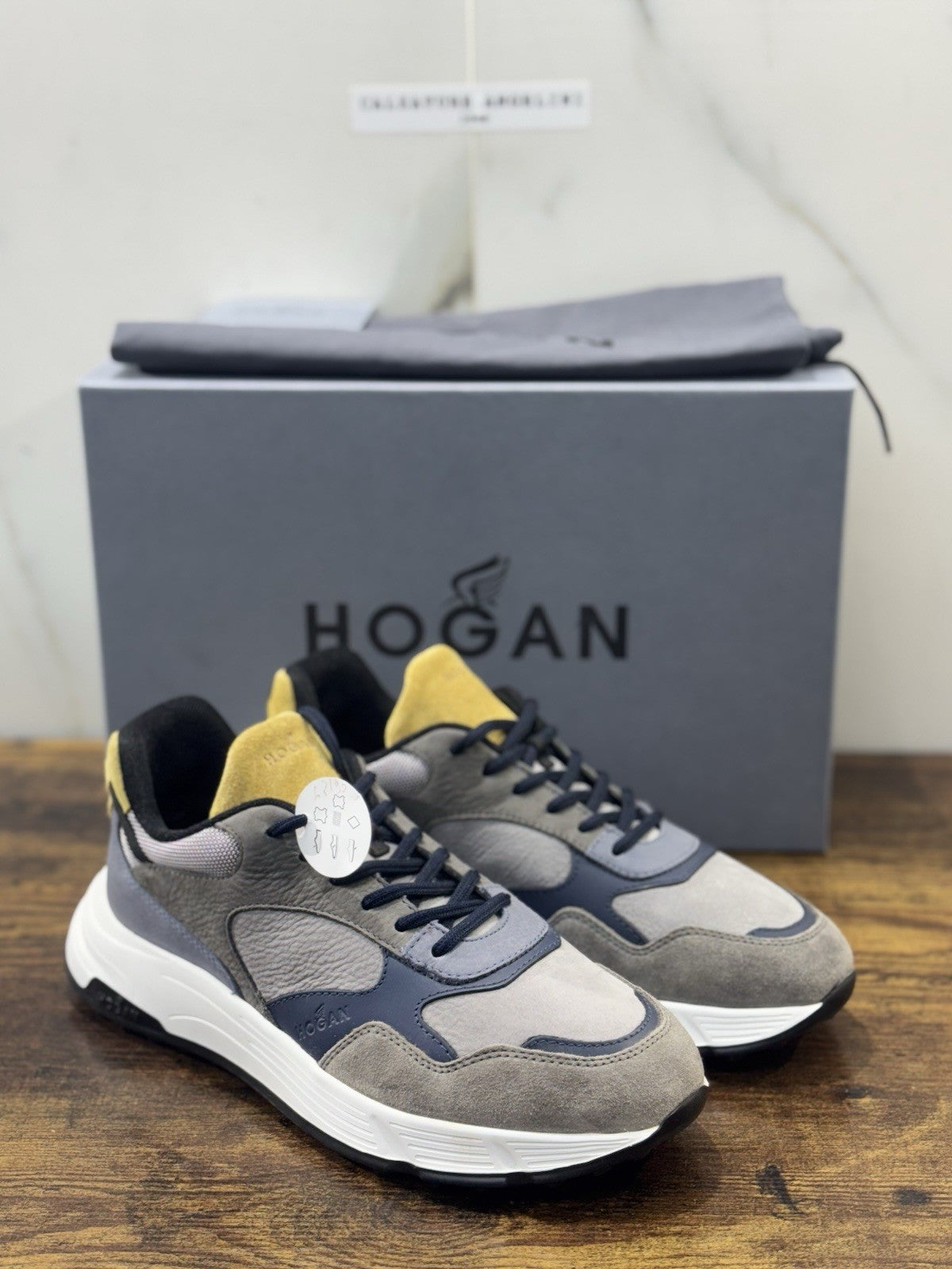 Hogan New Hyperlight Sneaker Pelle Blu   Grey Memory Foam Luxury Hogan Uomo 41.5