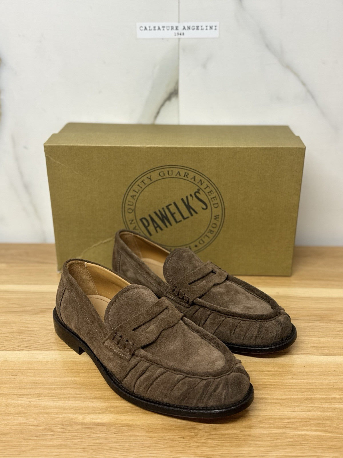 Pawelk’s Mocassino    Pelle Suede Cacao        Hand   Made  In Italy   Uomo 44