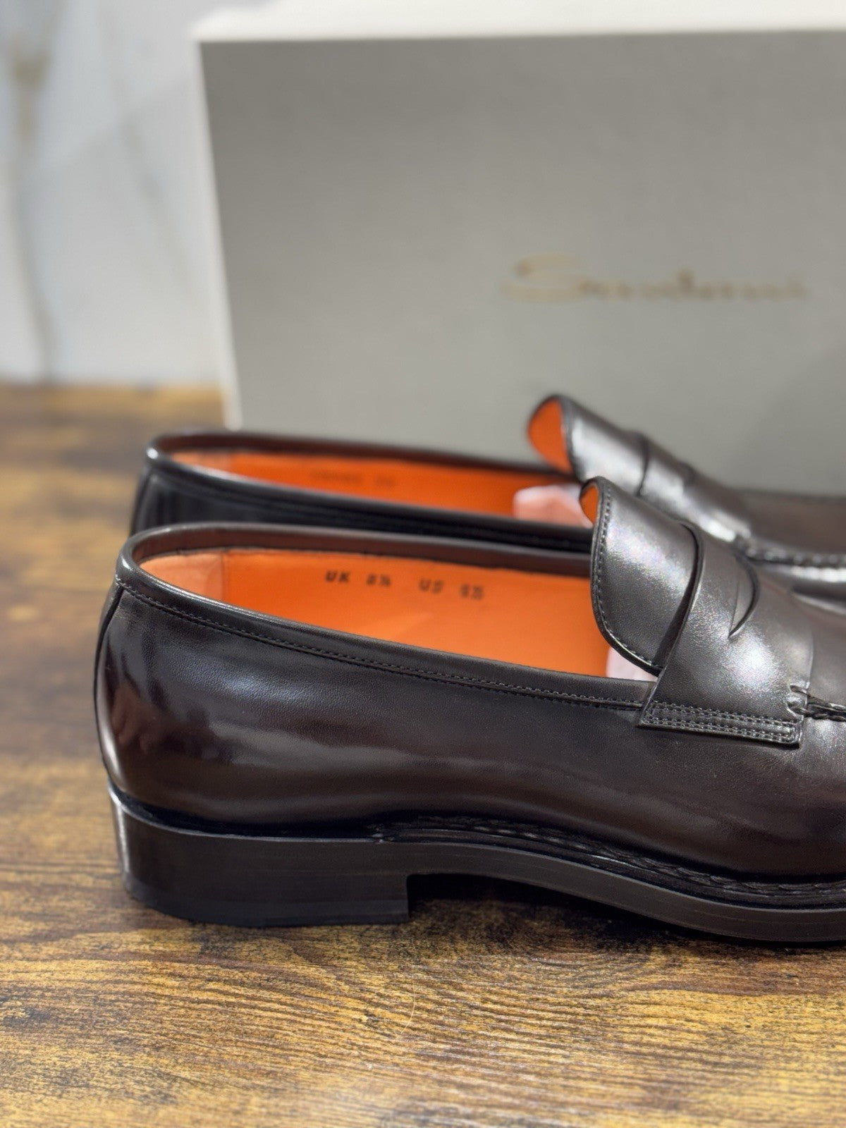 Santoni Mocassino Goodyear Pelle Marrone Luxury Santoni Scarpa Uomo 42.5