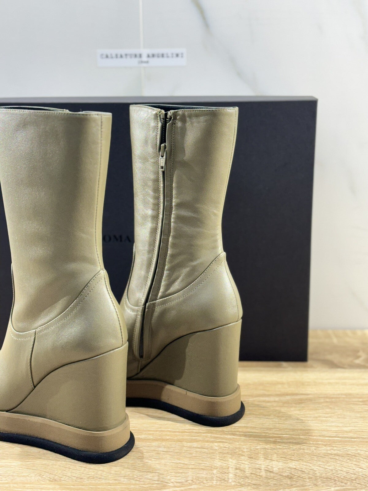 Paloma Barcelo’ Stivaletto Alena Donna Pelle Verde  Zeppa Extra Light 38