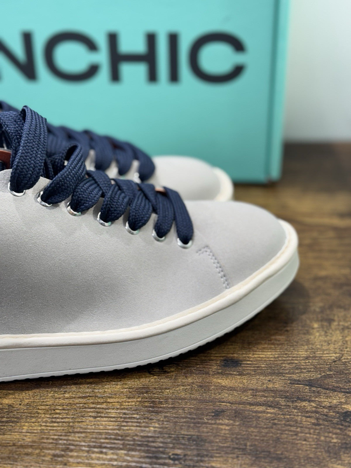 Panchic Lace Up Scarpa Suede Grey Blu Casual Uomo 43