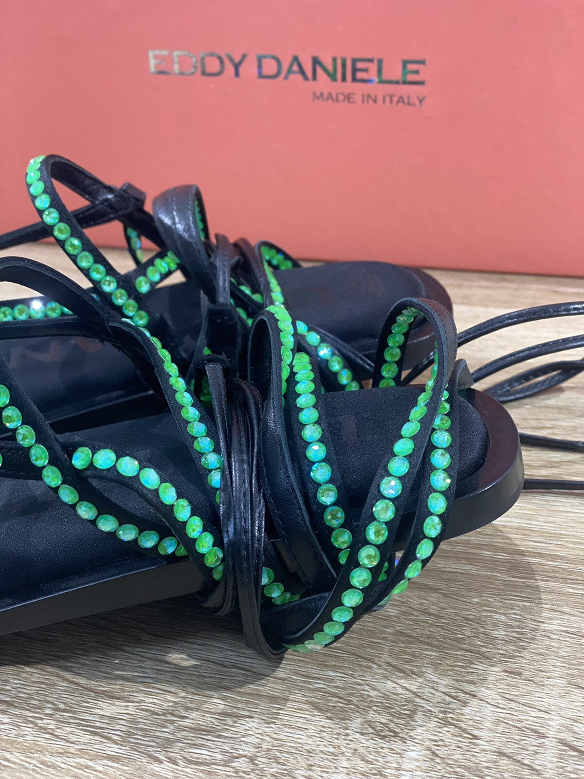 Eddy Daniele sandalo donna samuela real swarovski Nero   raso luxury 37