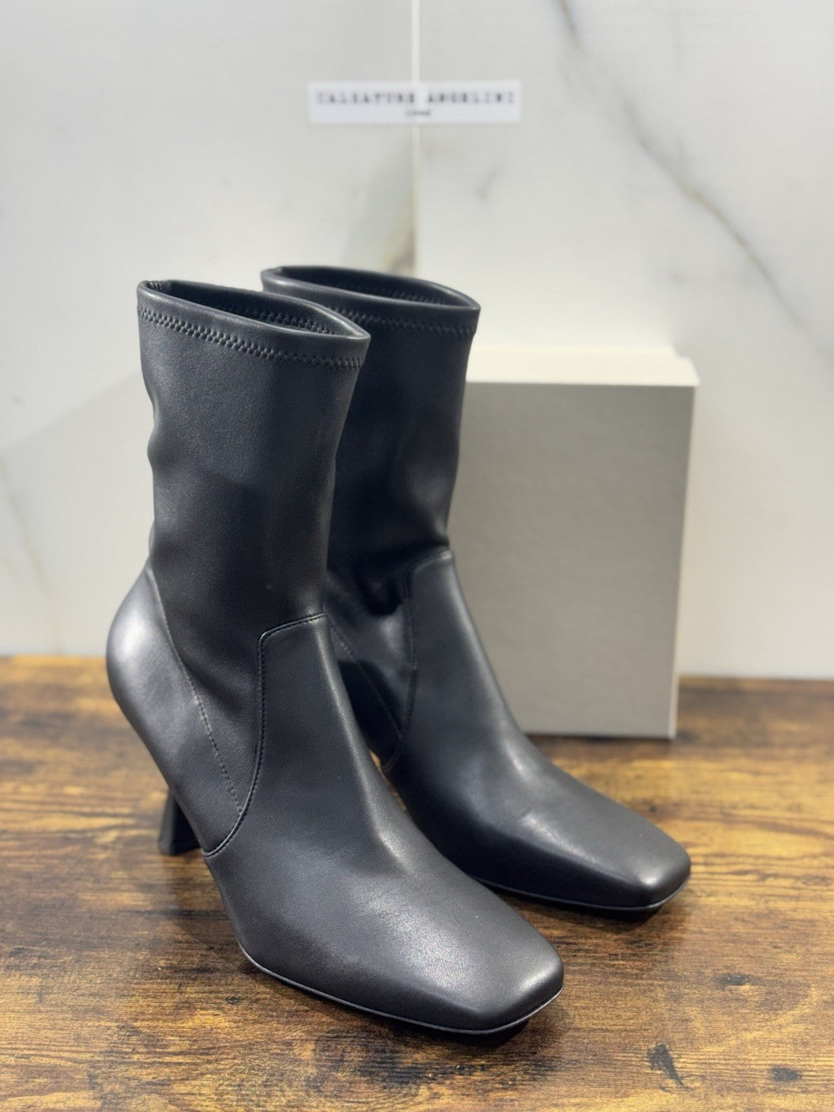 Sergio Levantesi Stivaletto  Pelle NeroCon Tacco   Luxury Made In Italy Donna 41