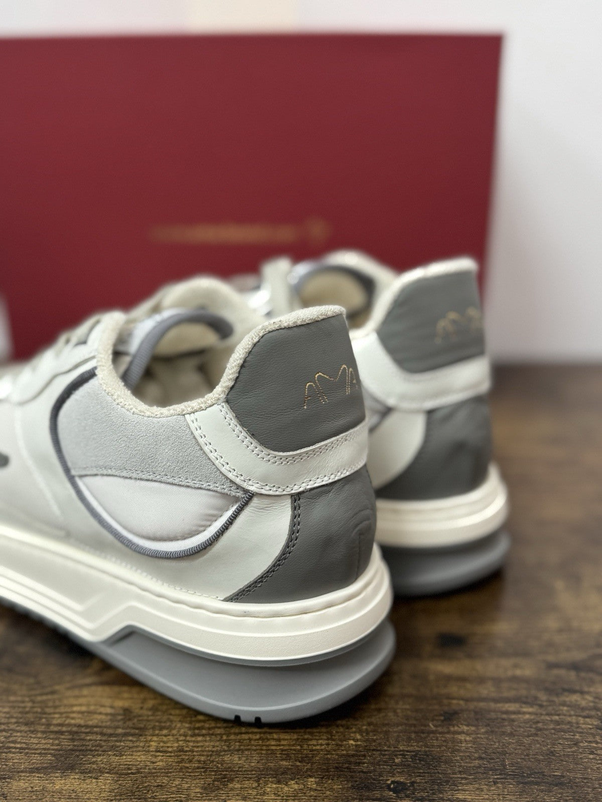 Ama Brand Sneaker Pelle Bianco Casual Made In Italy Uomo 45