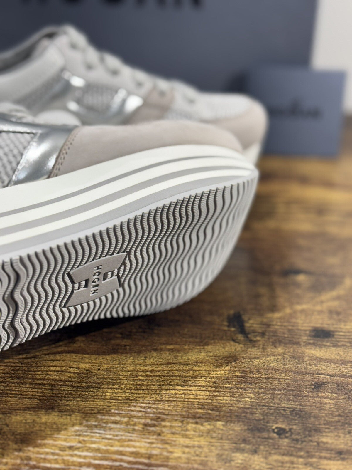Hogan H222 sneaker Donna maxy zeppa extra light Grey  pelle 39.5