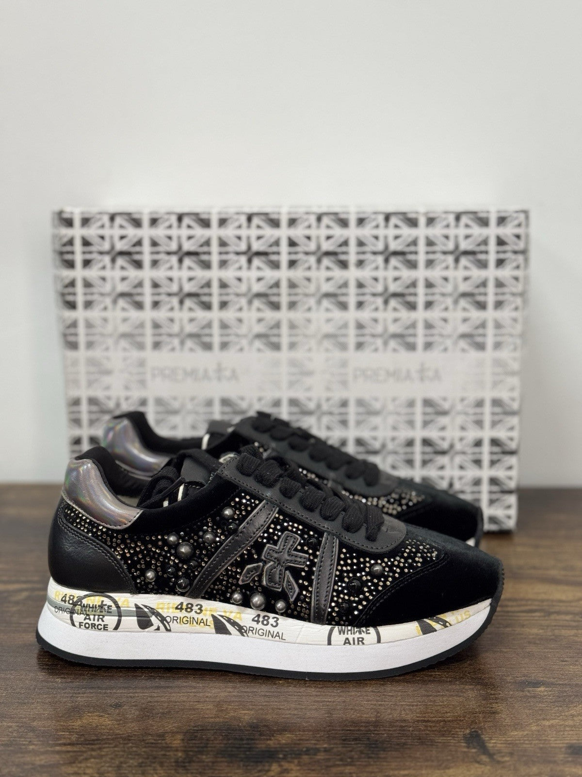Premiata Sneaker Conny Nero Borchie   Casual Premiata Scarpa Donna 36