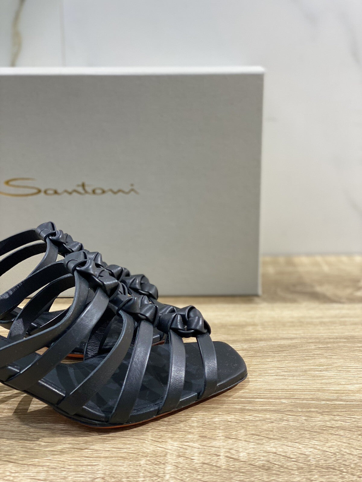Santoni Sandalo Donna In Pelle Nera Luxury Woman Sandal Santoni 41