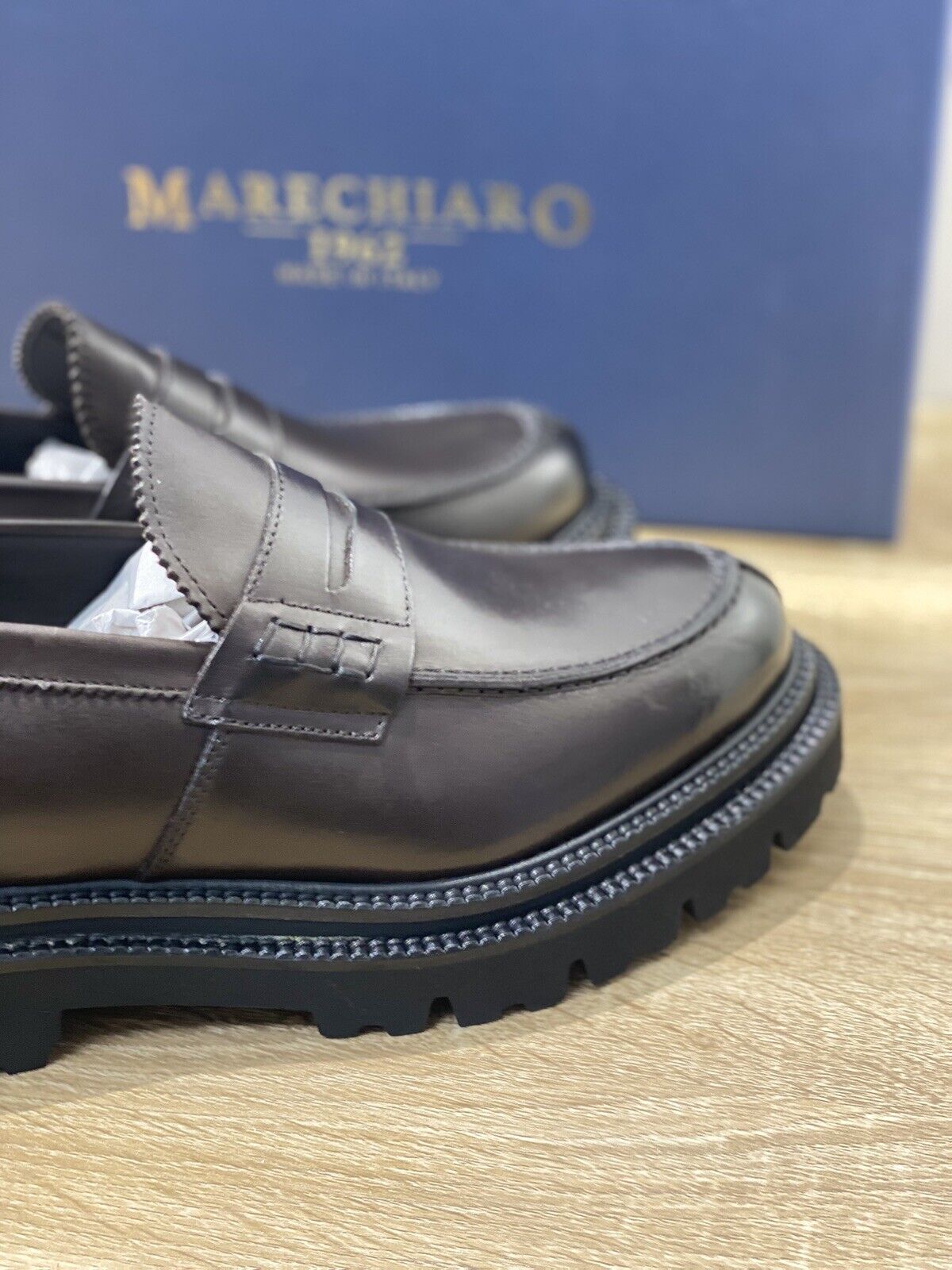 Marechiaro 1962 mocassino uomo marrone pelle fondo commando casual shoes 39