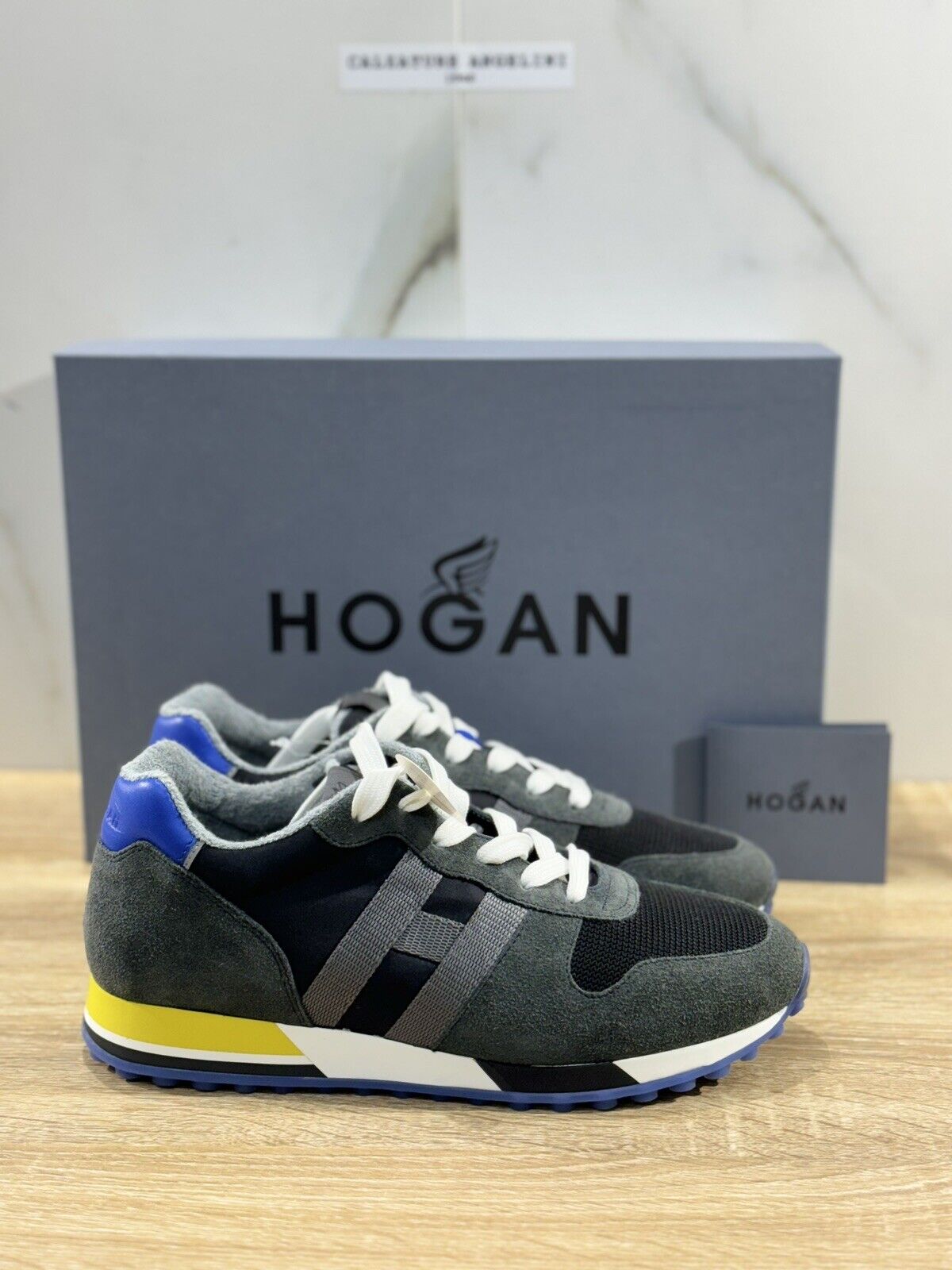 Hogan H383 sneaker uomo retro running Blu   hogan luxury men shoes 40