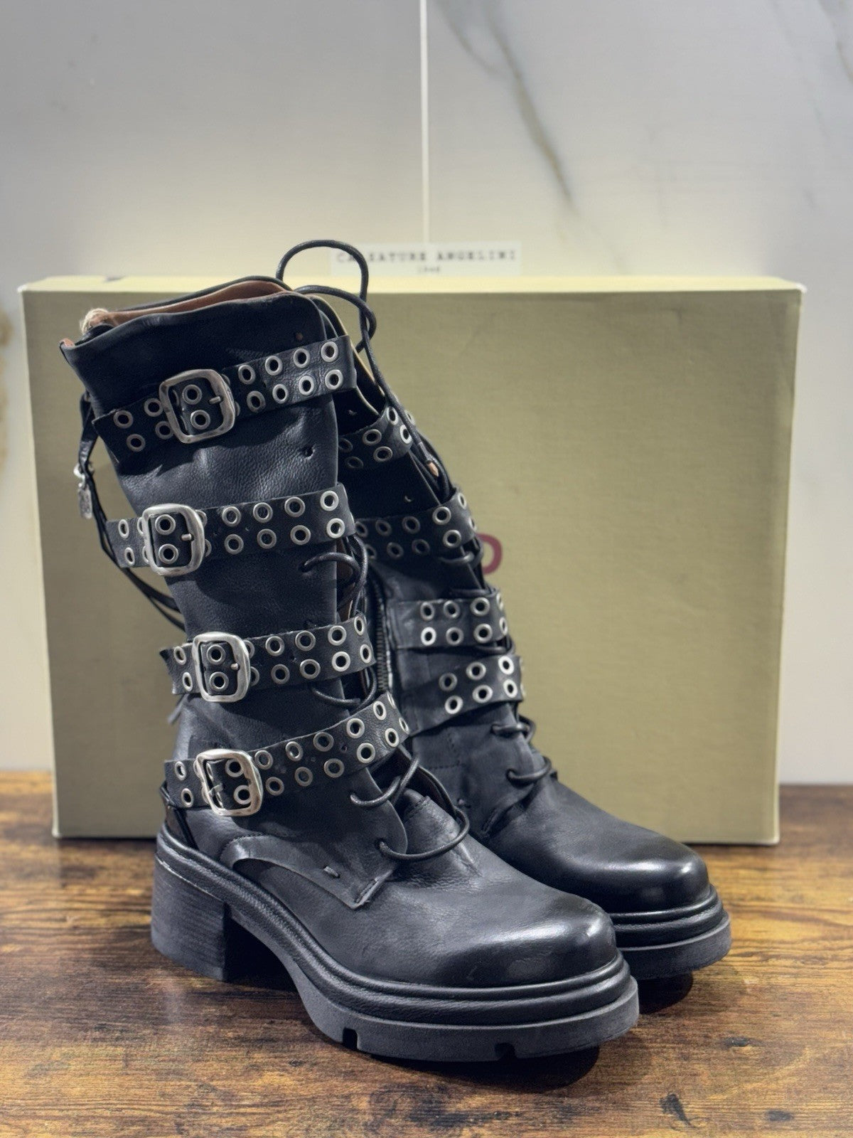 A.S 98 Anfibio Pelle Nero Casual Boot Top Quality Donna 39
