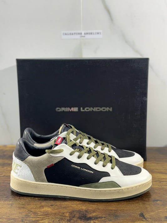 Crime London Sneaker Uomo Chelsea Verde Bianca       Pelle  Casual Men Shoes 44