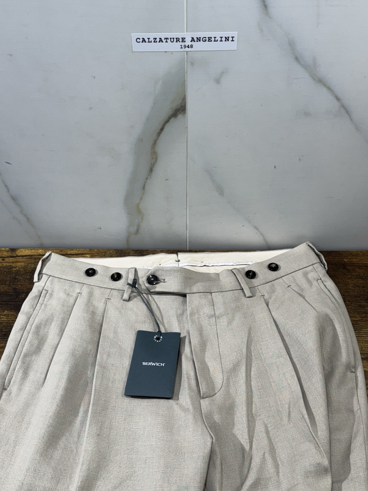 Berwich Pantalone Cotone E Lino Barber Long Beige  Made in Italy  Uomo 46