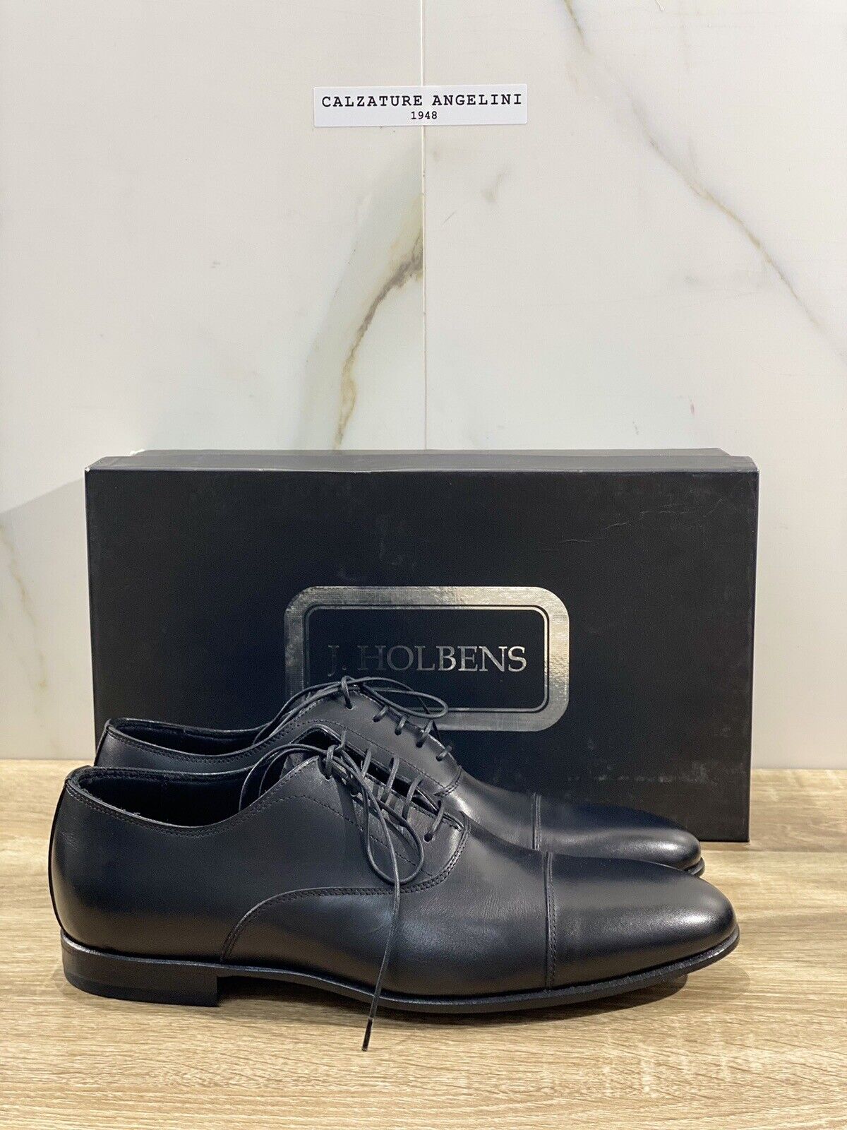 J.Holbens Oxford Uomo  Pelle Nera Business Men Shoes Made In Italy Luxury 40