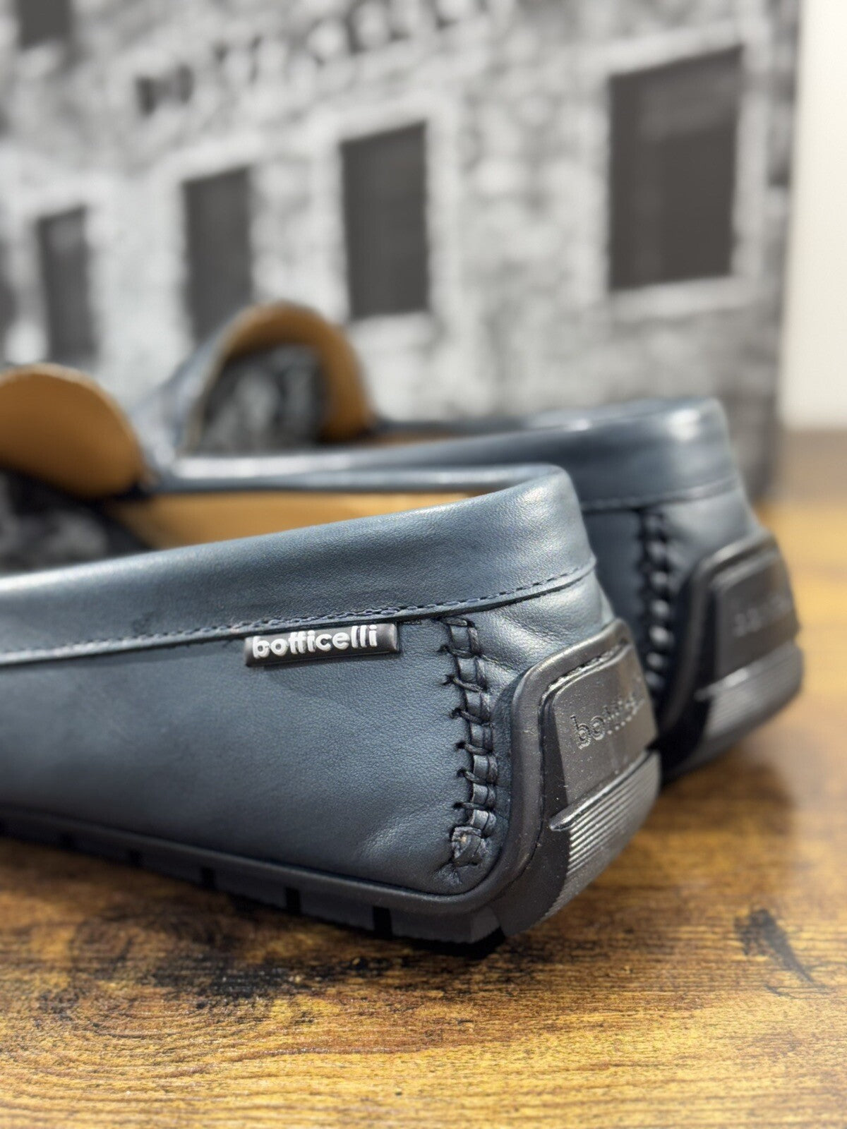 Roberto Botticelli Mocassino Uomo Driver Pelle Blu Made In Italy 42