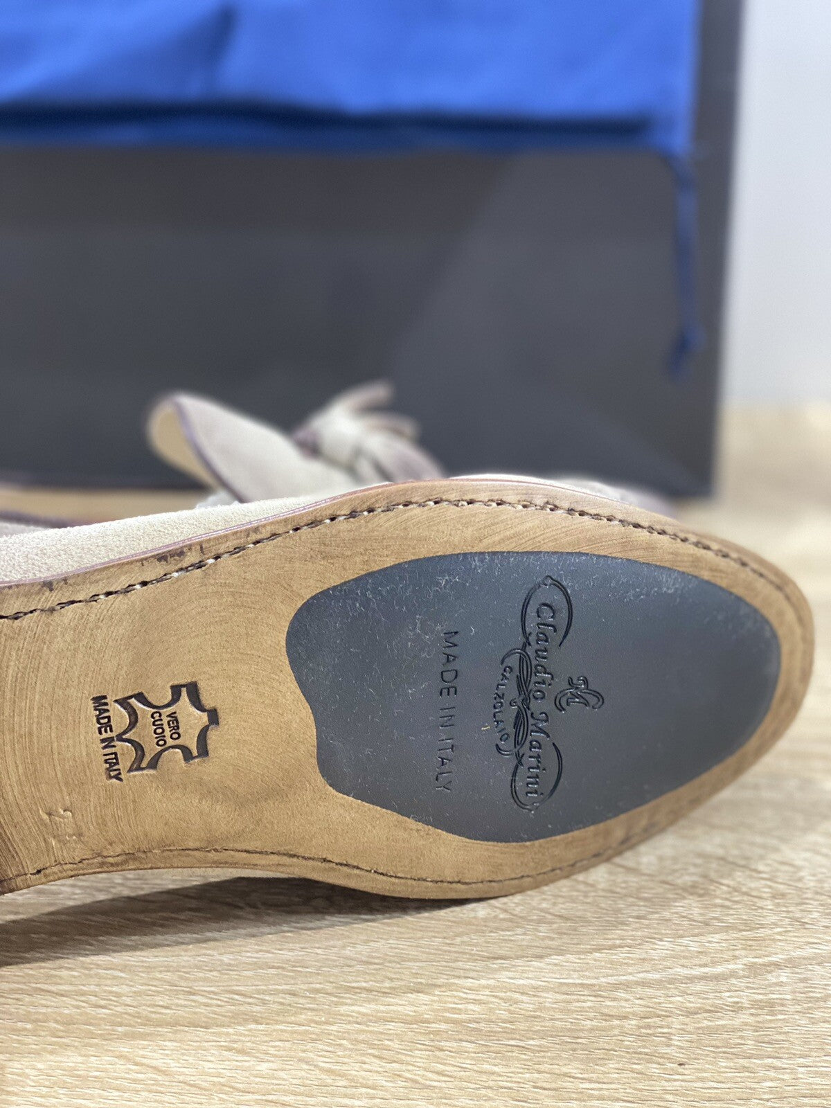 Claudio Marini Calzolaio Mocassino Uomo Suede Nappine Lux  Handmade 42.5