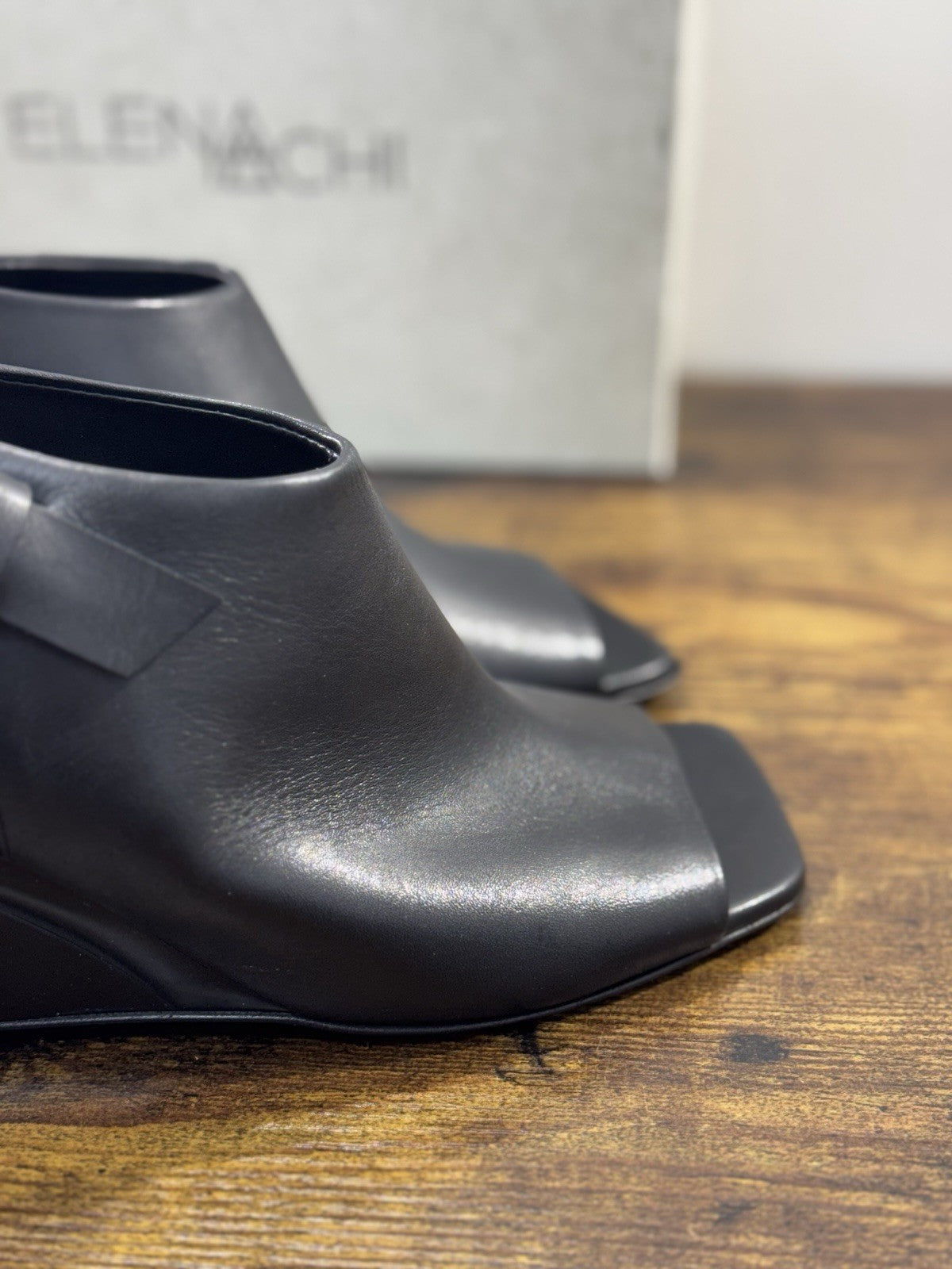 Elena Iachi Sandalo   Pelle Nero Zeppa   Luxury Woman  Shoes Donna 41