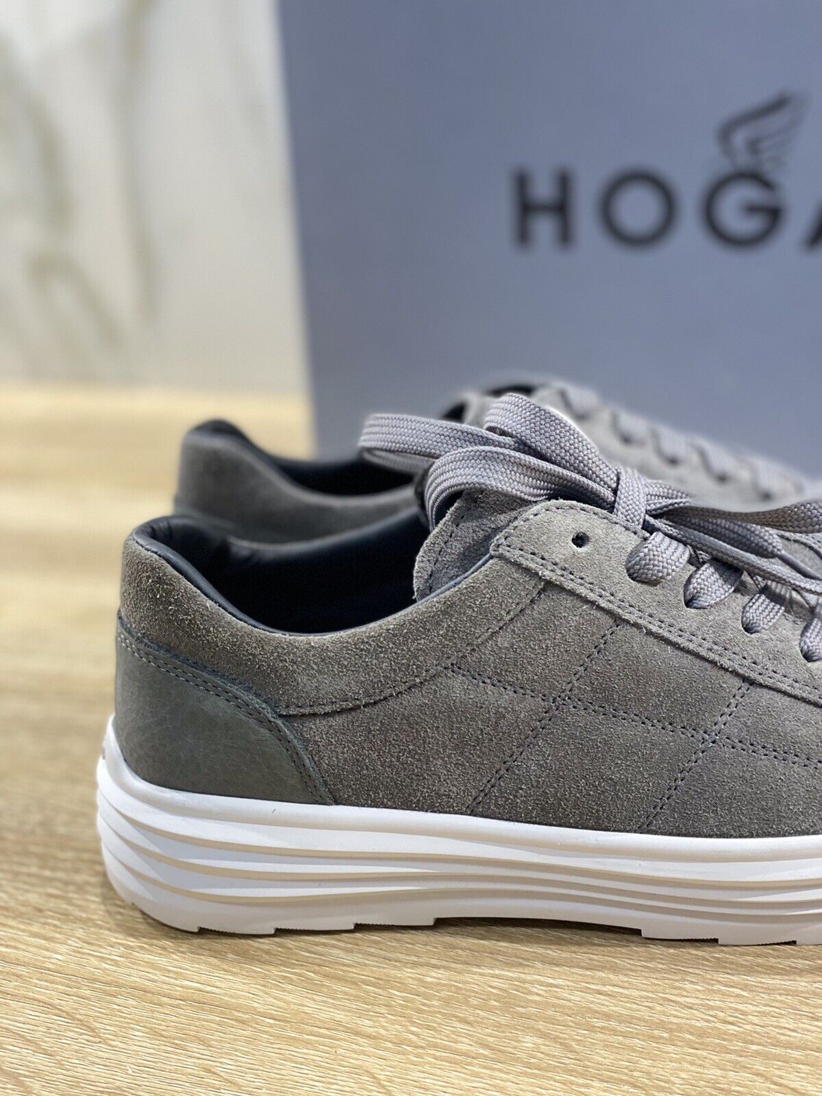 Hogan Scarpa Uomo H341 Sneaker In Suede Grigio Luxury Casual Shoes Hogan 39.5