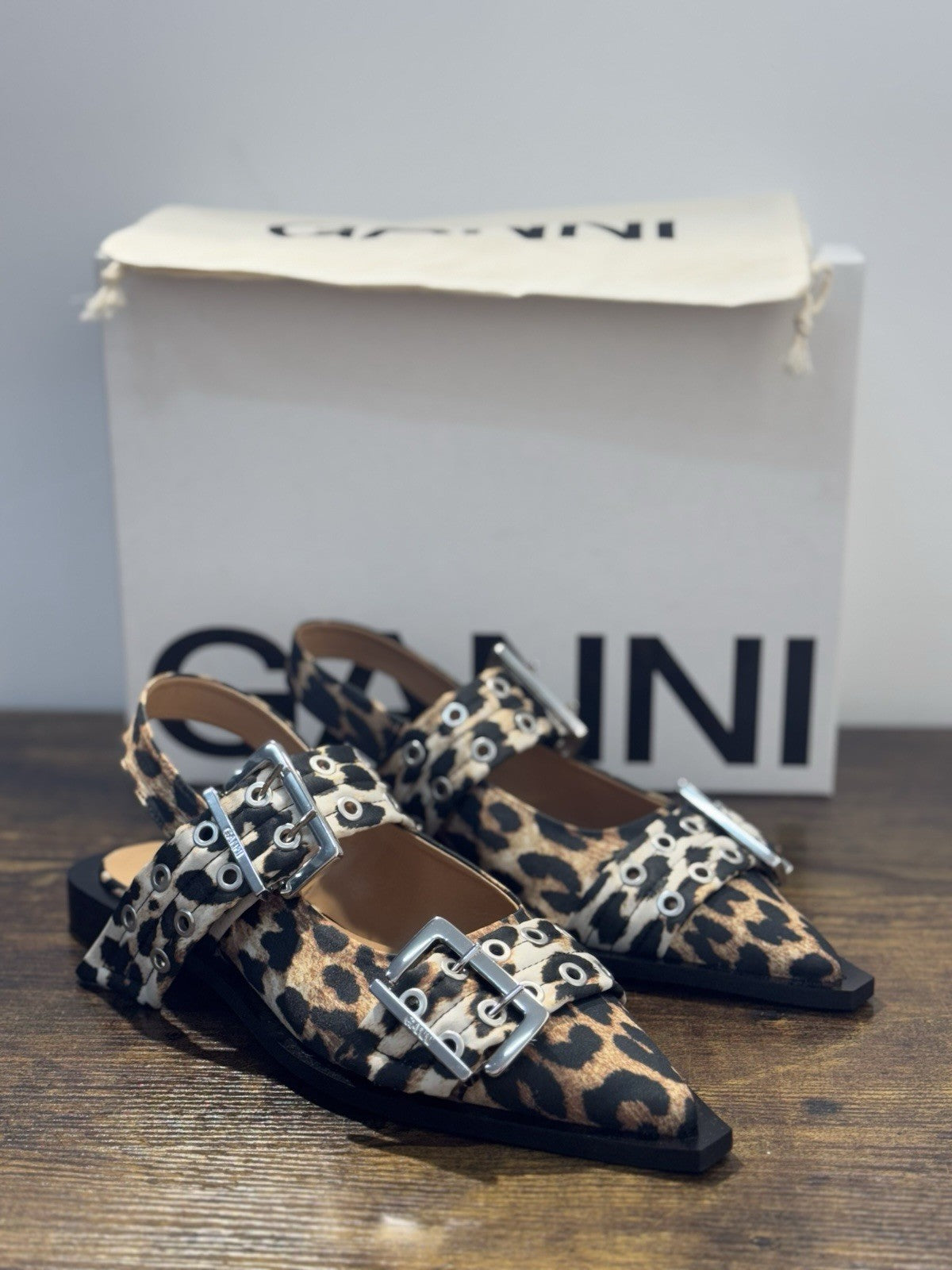 Ganni Ballerina Sling Back In Leopard   Casual Ganni Scarpa Donna 40