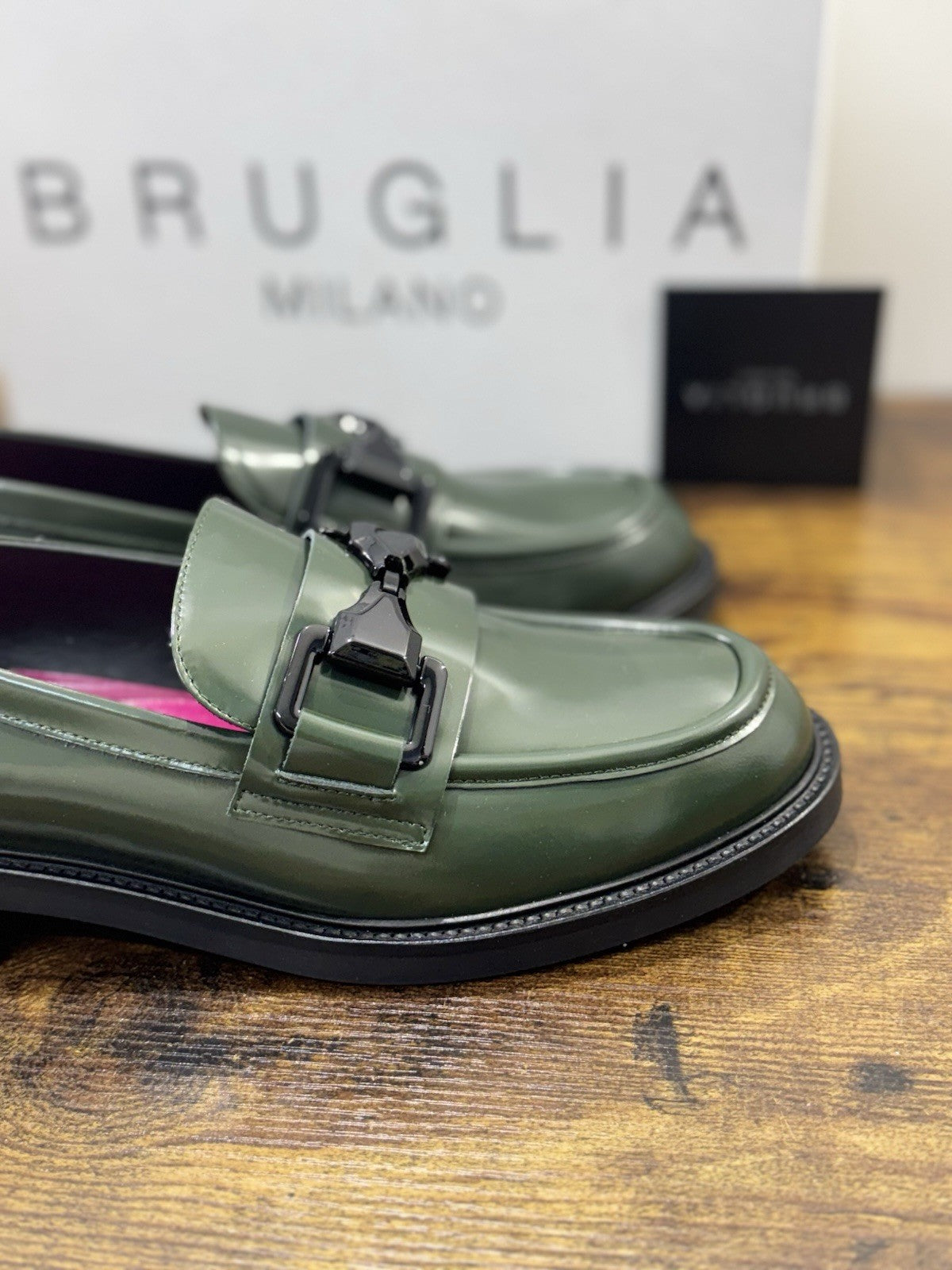 Bruglia Milano Mocassino Verdone   Pelle  Top Quality Scarpe Donna 41