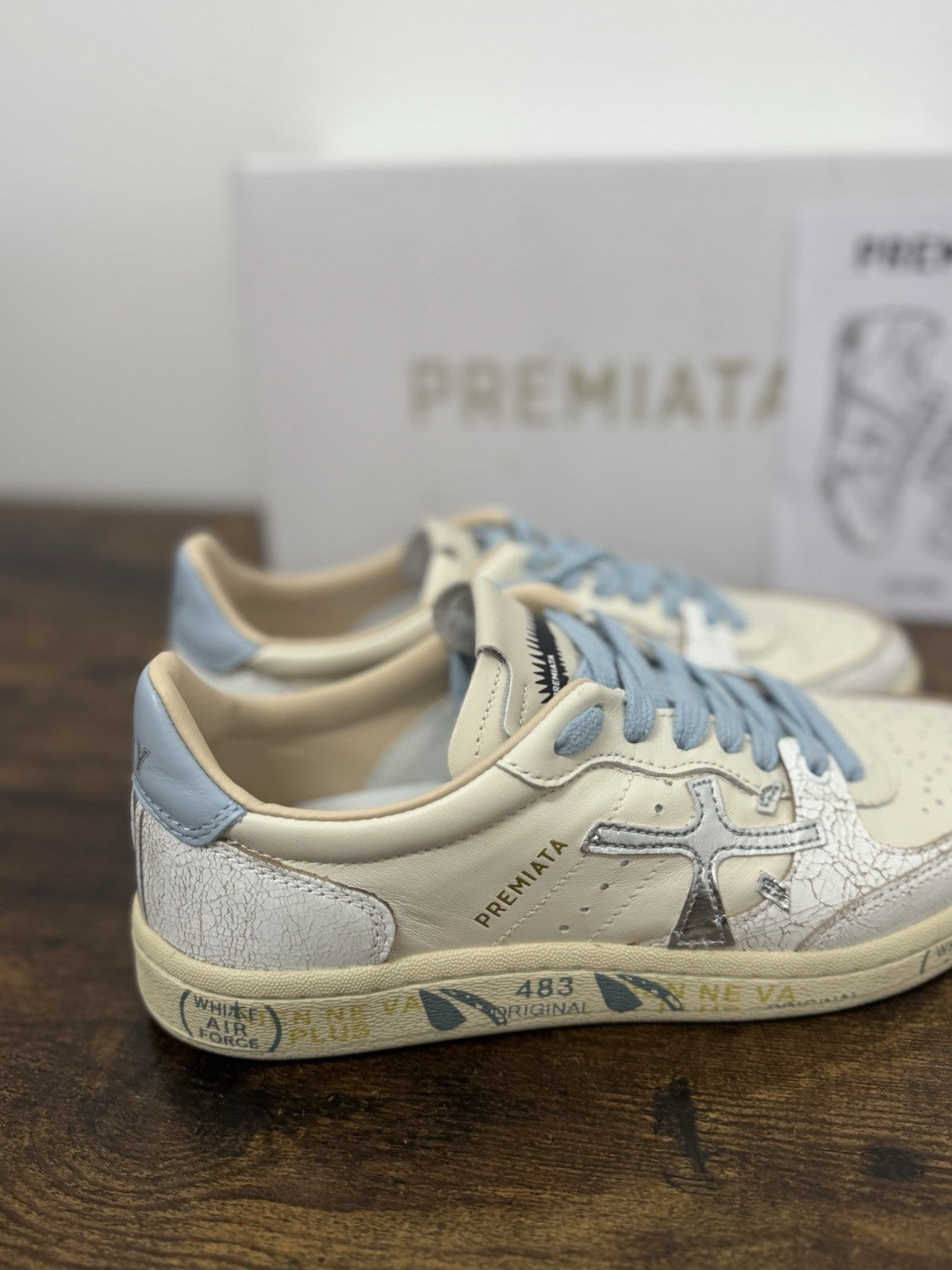 Premiata Clayd Basket Sneaker Pelle Bianca Sky   Casual Premiata Donna 37