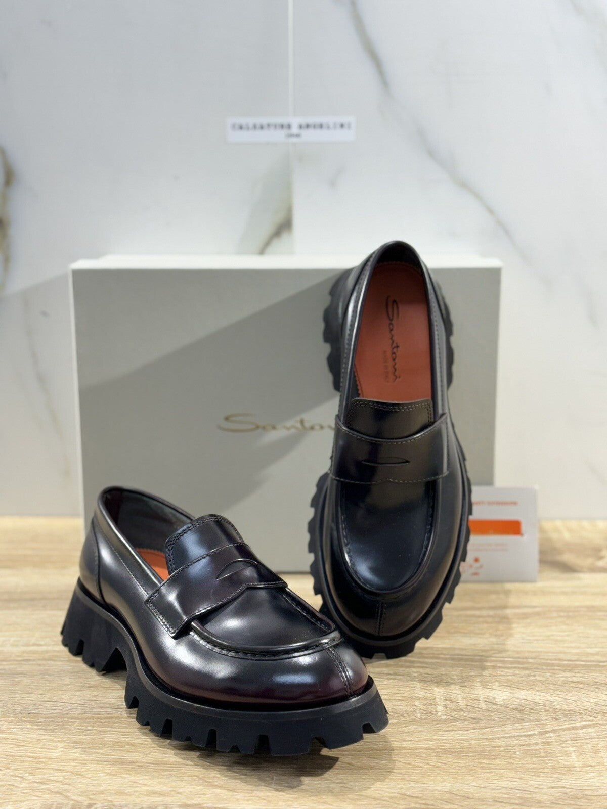 Santoni Scarpa Uomo Mocassino  Pelle Bordo’  Extra light Luxury Men Santoni 40.5