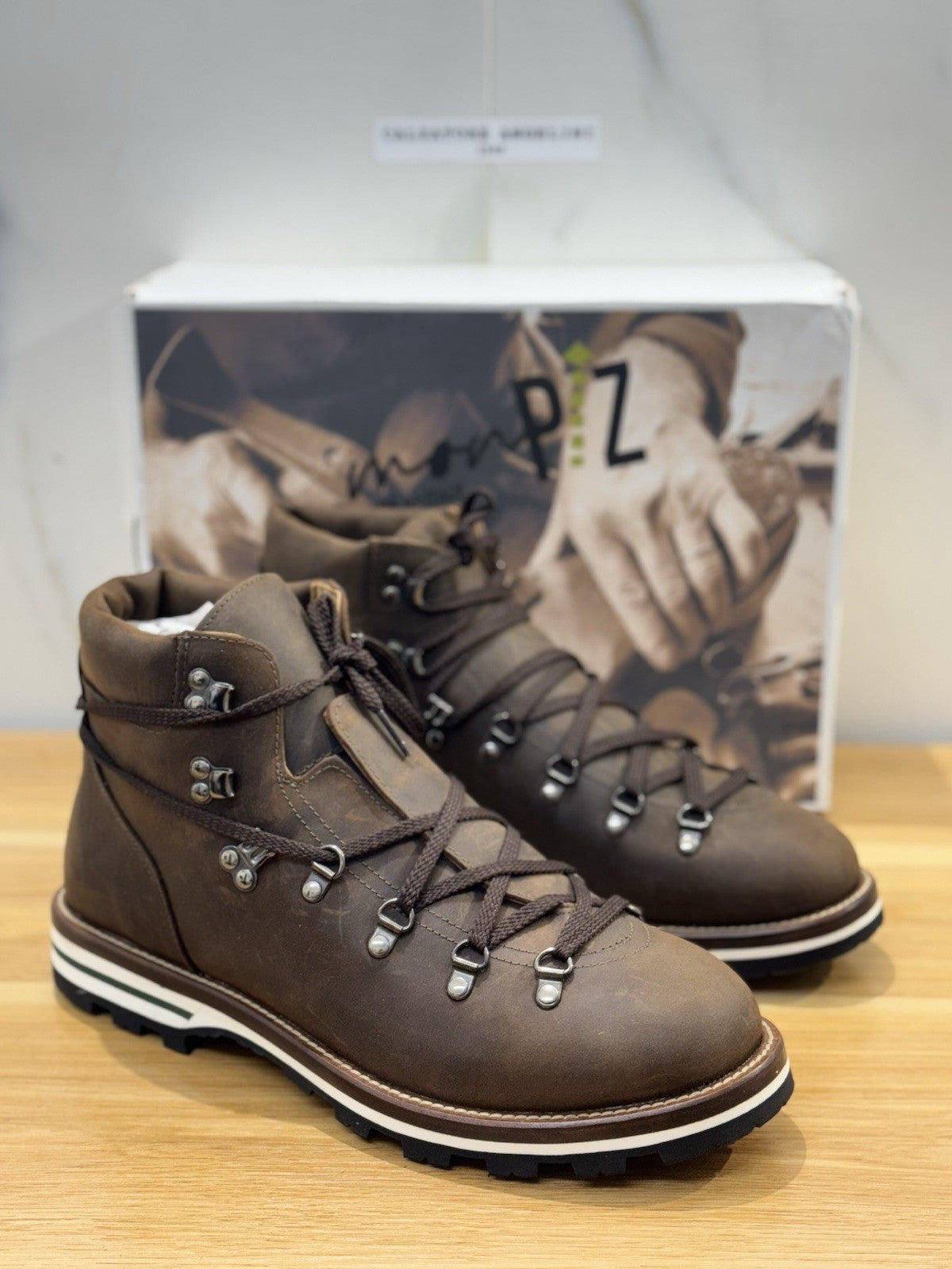 Monpiz Pedula Cortina Fondo Vibram Pelle Marrone Casual Boot Uomo 45