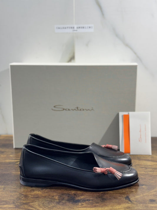 Santoni Mocassino Donna Pelle  Nero  Nappine  Casual Loafer Santoni 37.5