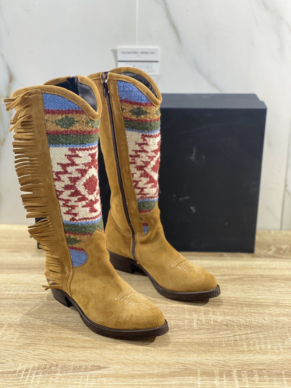 Passion Blanche Texano Donna Kilim In Crosta Cammello Luxury Boot 41