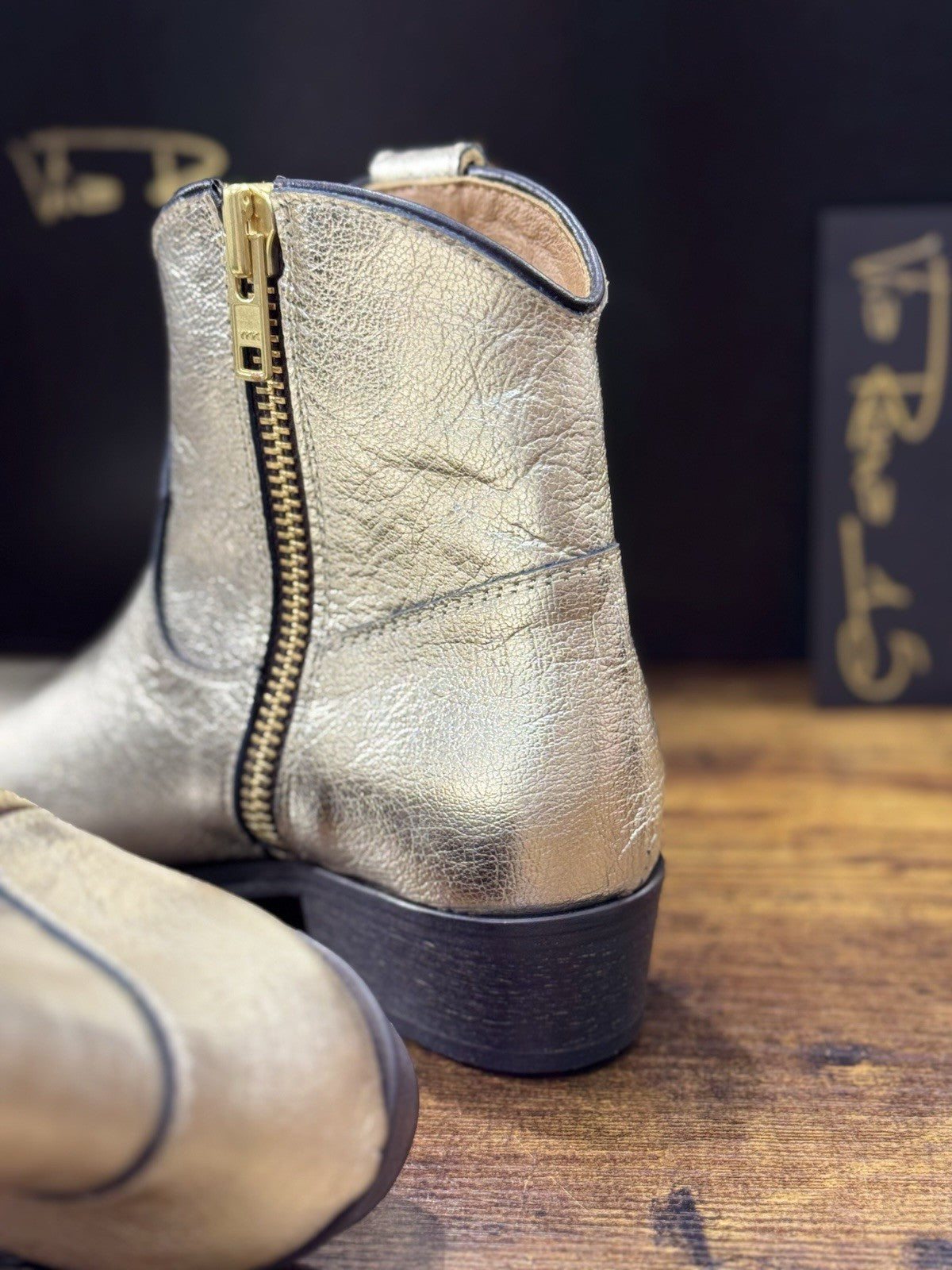 Via Roma 15 Texano Pelle Oro  Casual Texan Boot Donna 40