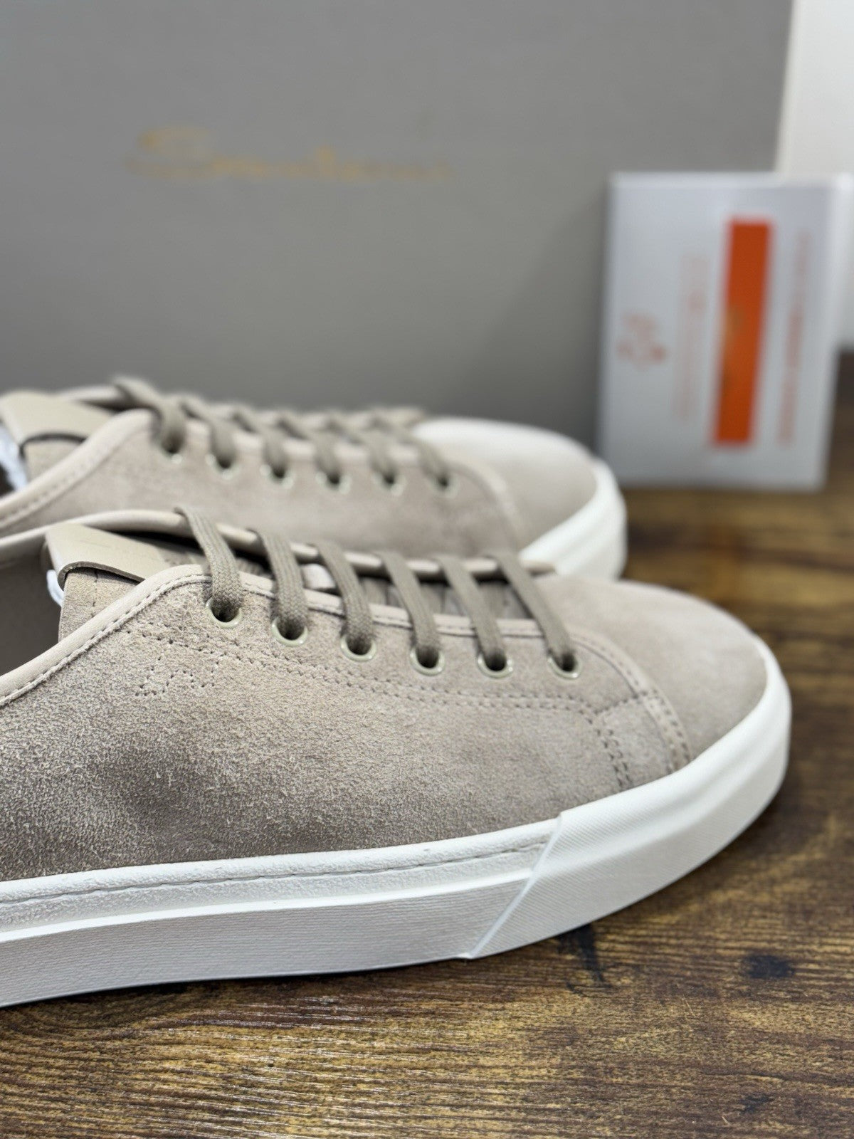 Santoni Sneaker Icon Pelle Suede Beige   Luxury Santoni Scarpe Uomo 43