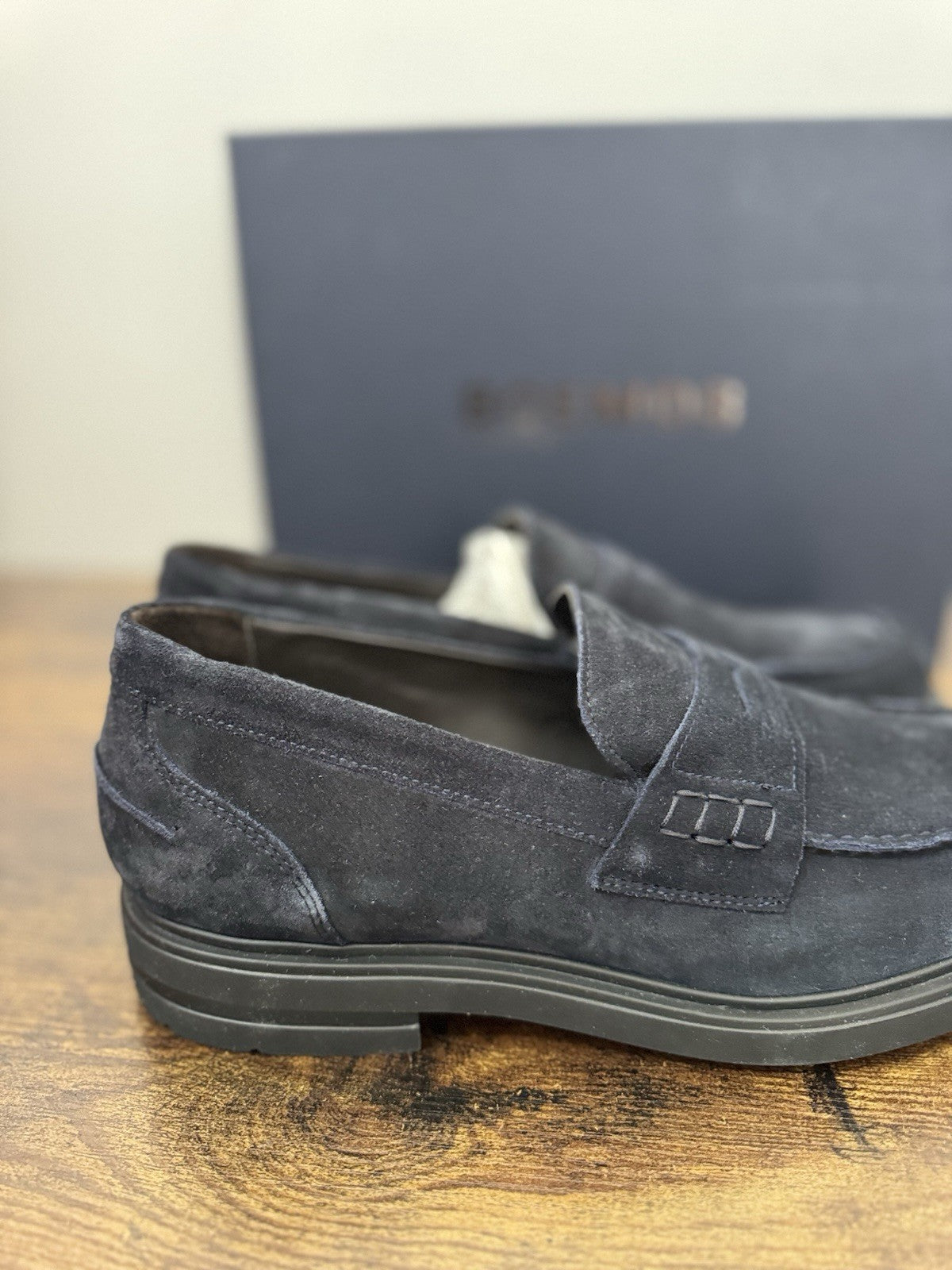 Boemos Mocassino Suede Blu    100% Made In Italy Casual  Uomo 44