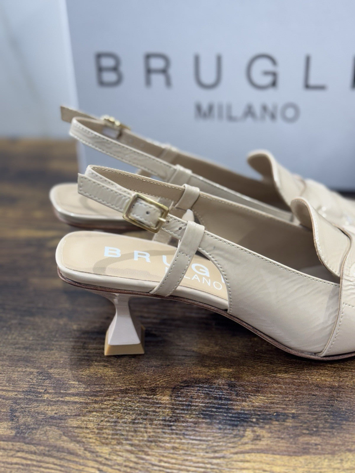 Bruglia Milano Slingback Beige  Tacco Top Quality Scarpe Donna 40