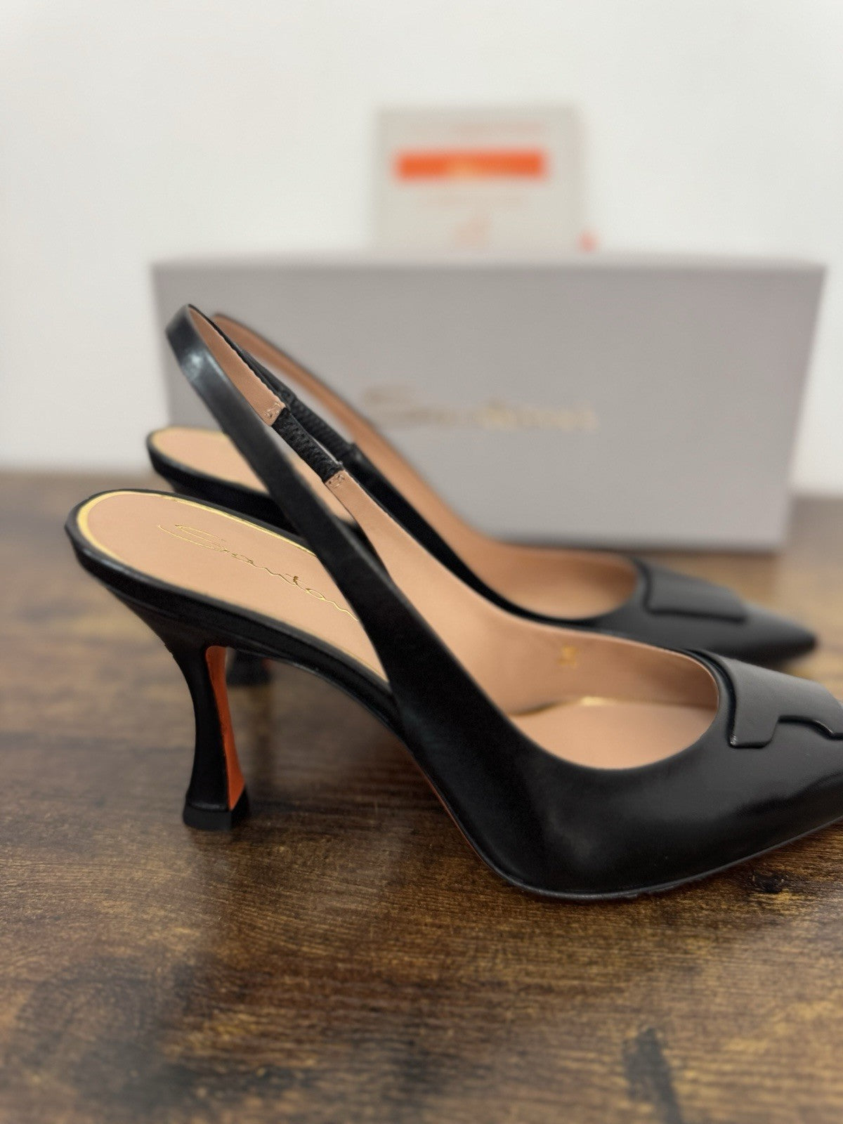 Santoni Sandalo  Sling Back Pelle Nera  Luxury Santoni Woman Shoes 37