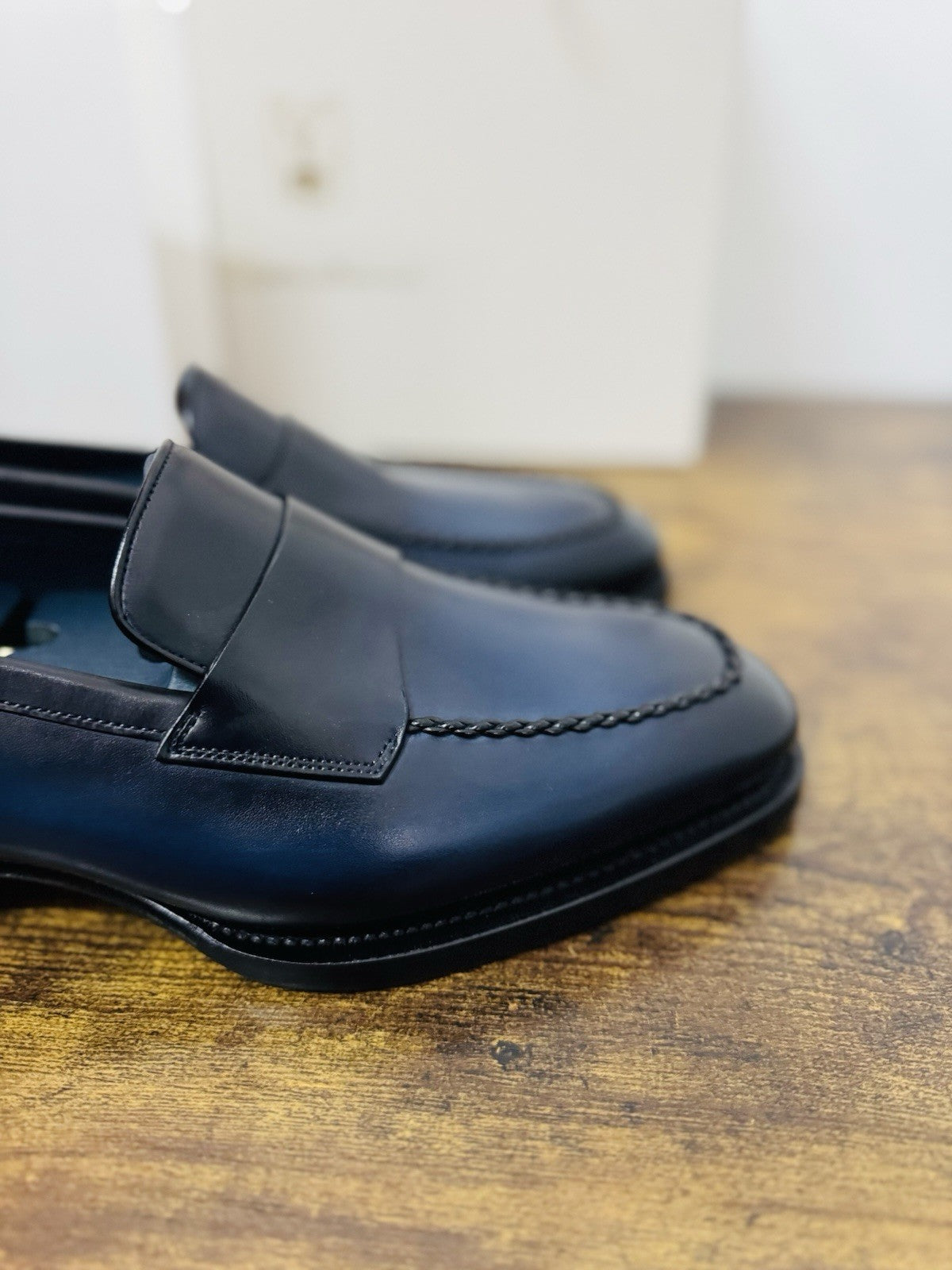 Santoni Mocassino Penny Collezione Meraviglia Limited Pelle Blu Luxury Uomo 42
