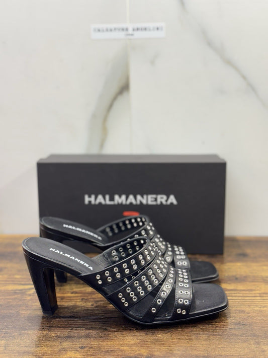Halmanera Sandalo Pelle Nero  Con Tacco Top Quality Donna 41
