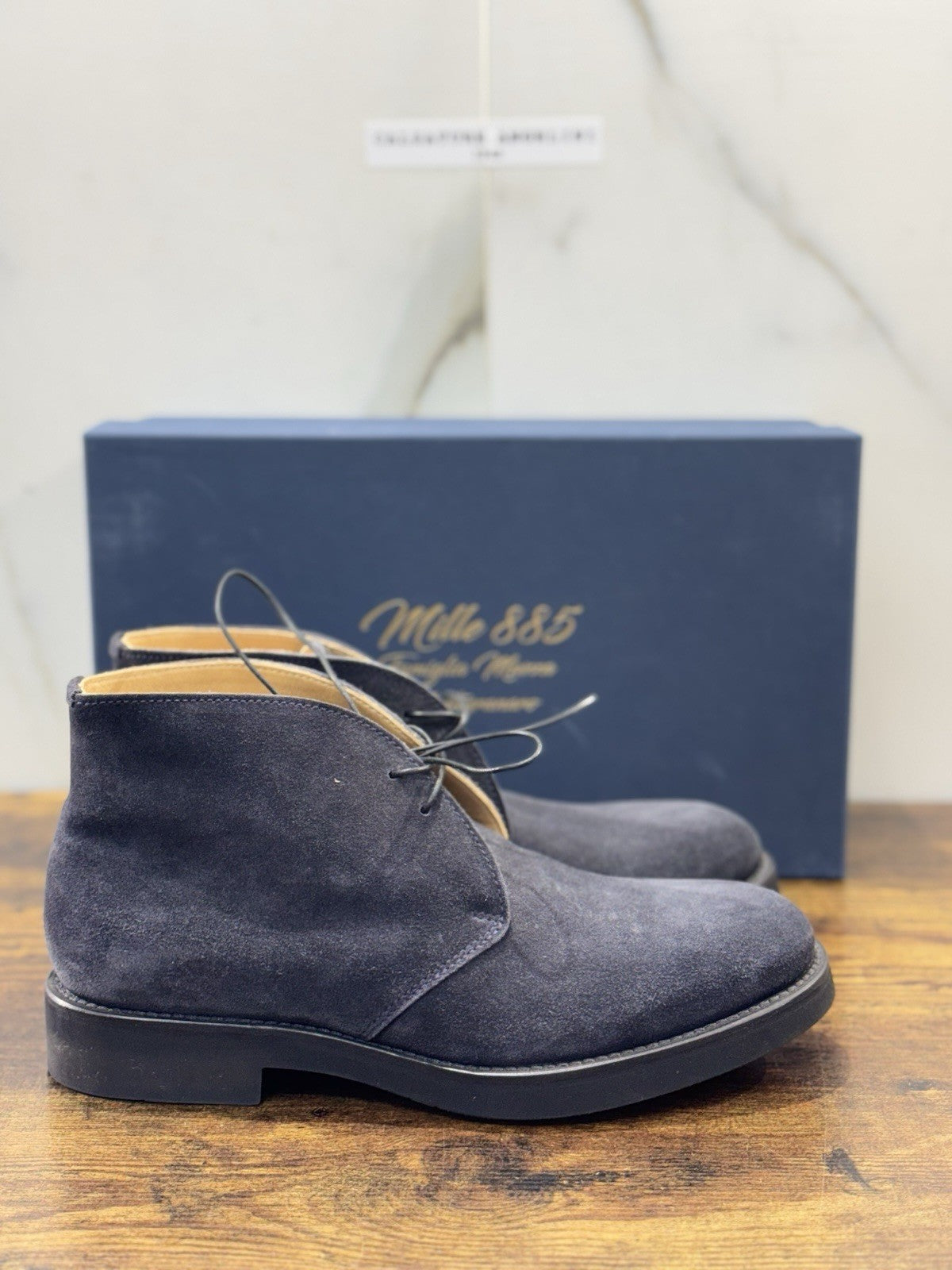 Mille 885 Polacchino    Suede Blu    Fatto A Mano In Italia Uomo 44