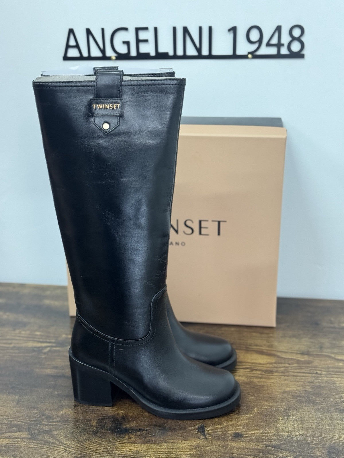 Twin Set Stivale  Pelle Nero  Con Tacco Casual Boot Donna 35