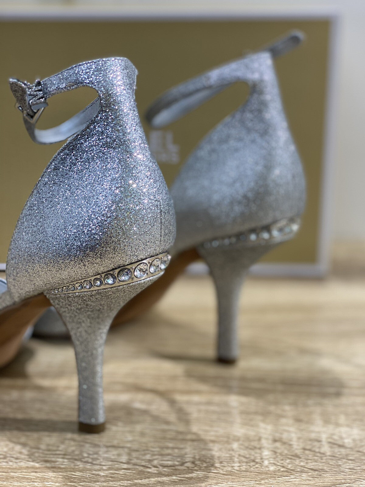 Michael Kors sandalo donna malinda silver glitter tacco luxury 39.5