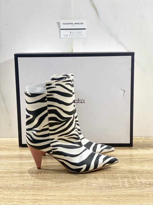 Sebastian Stivaletto Donna S8562 Satin Zebra Luxury Woman Boot 36