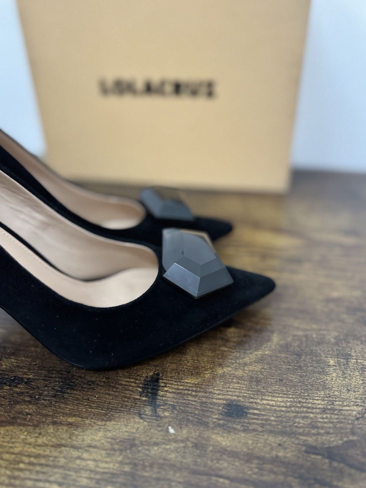Lola Cruz Décolleté Pelle Suede  Nero Tacco Casual Donna 36