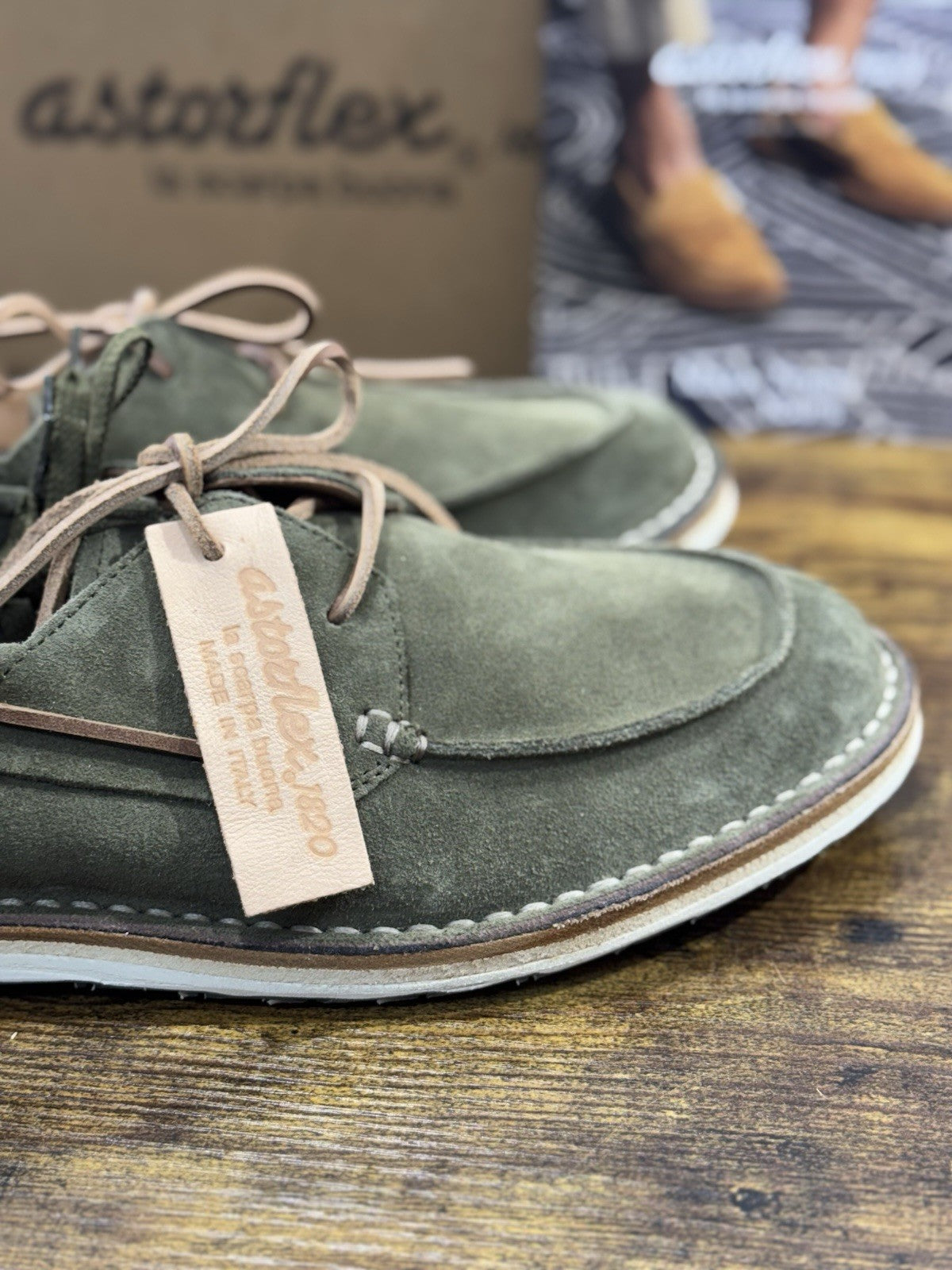 Astorflex Scarpa Dockflex Suede Salvia Handmade Quality Uomo 42