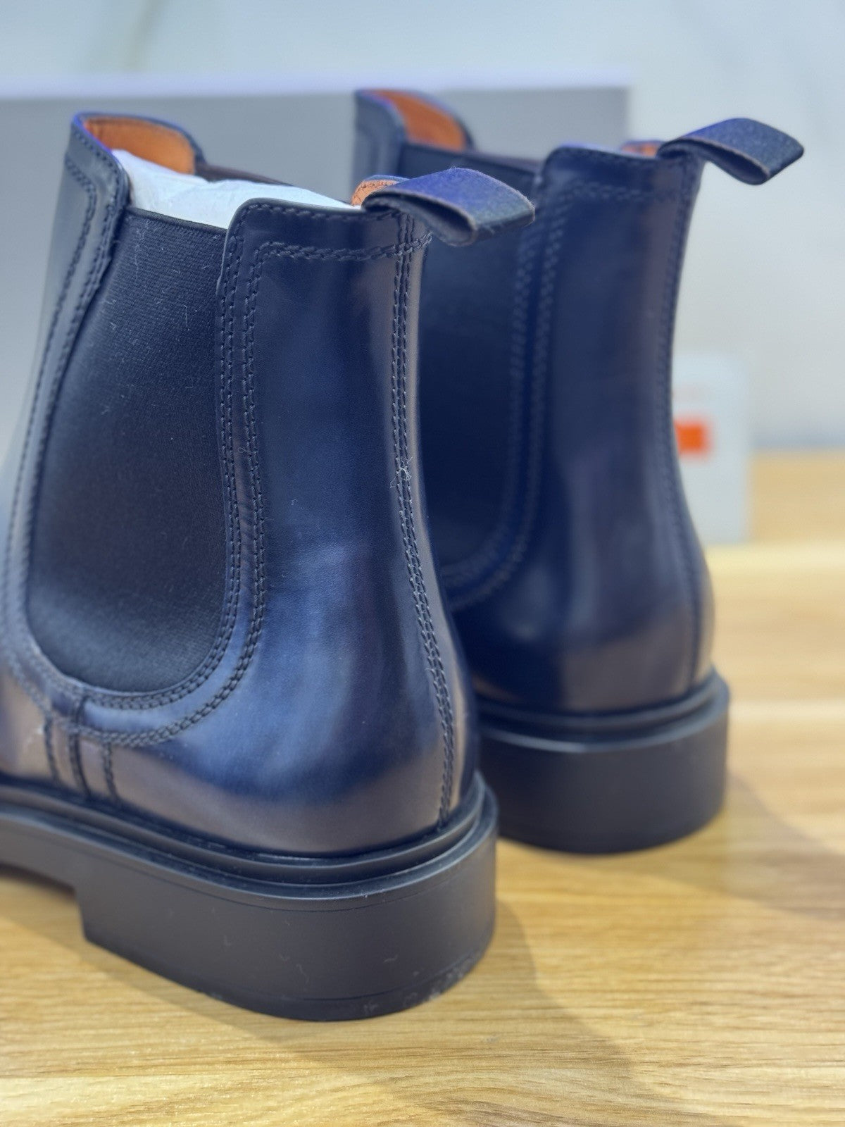 Santoni Chelsea Boot Brogue  Pelle   Blu  Luxury Santoni Scarpa Uomo 43