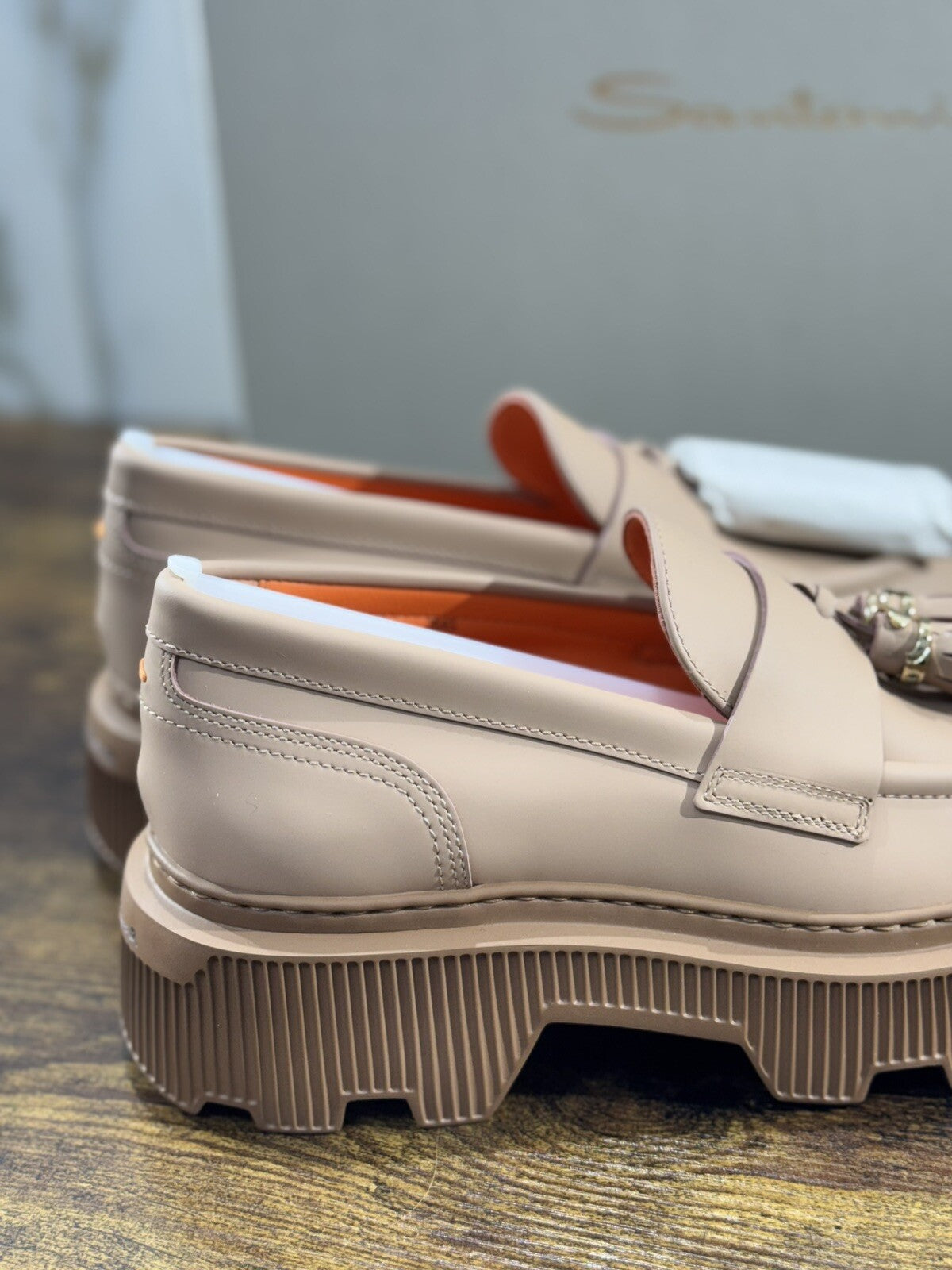 Santoni Mocassino Donna Pelle Beige  Nappine Luxury Casual Loafer Santoni 37.5